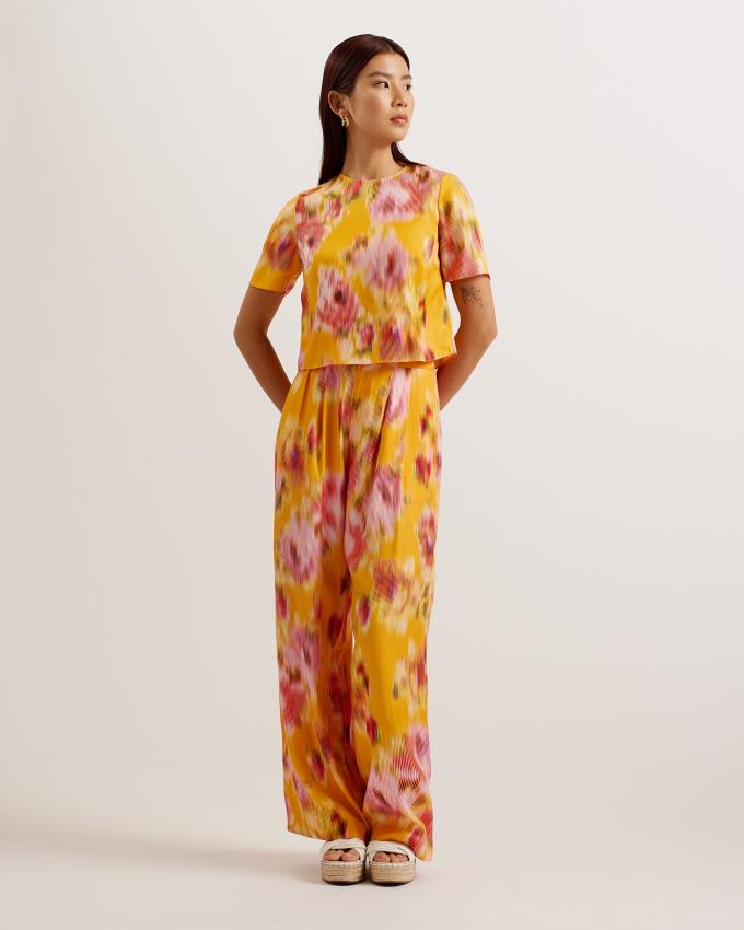 Pantalon Ted Baker Printed Wide Leg Pleated Orange Femme | PMS-75493154